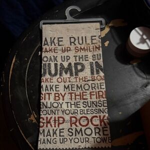 Inspirational Kitchen Towel with Red and Black Text